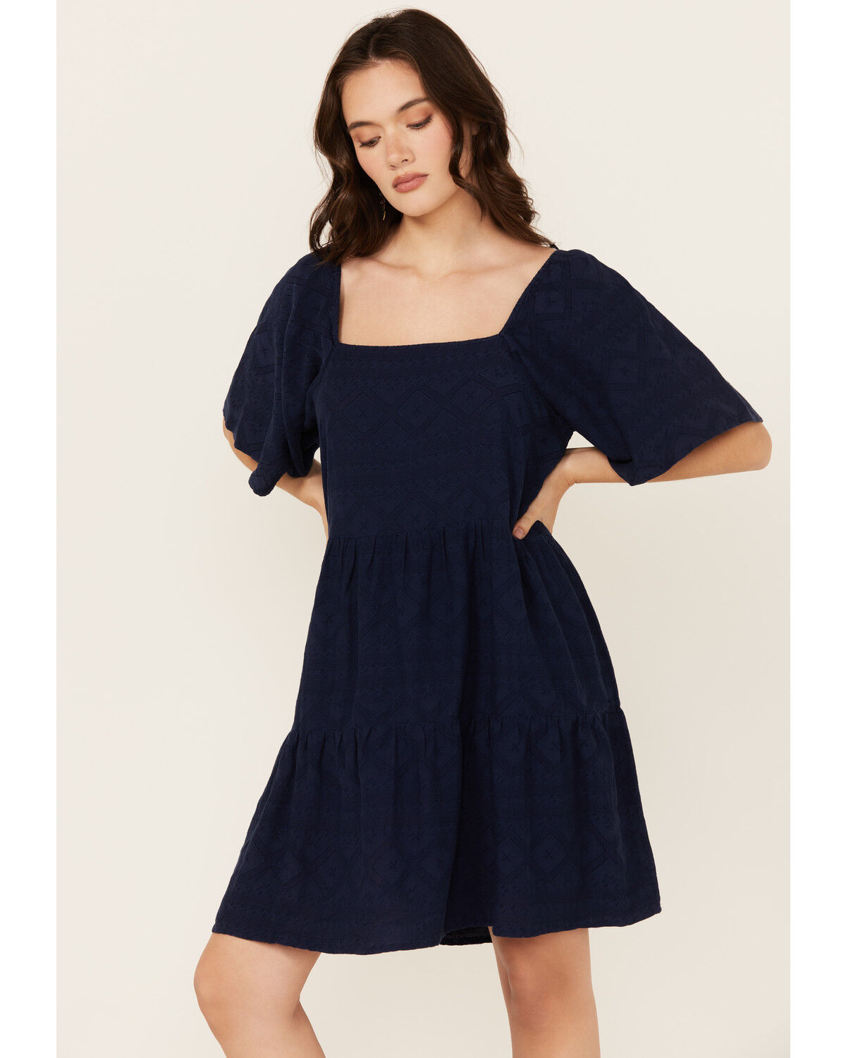 Image #1 - Wrangler Women's Solid Short Sleeve Mini Dress, Navy, hi-res