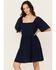 Image #1 - Wrangler Women's Solid Short Sleeve Mini Dress, Navy, hi-res