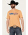 Image #1 - Wrangler Men's Boot Barn Exclusive Americana Logo Short Sleeve Graphic T-Shirt , Tan, hi-res