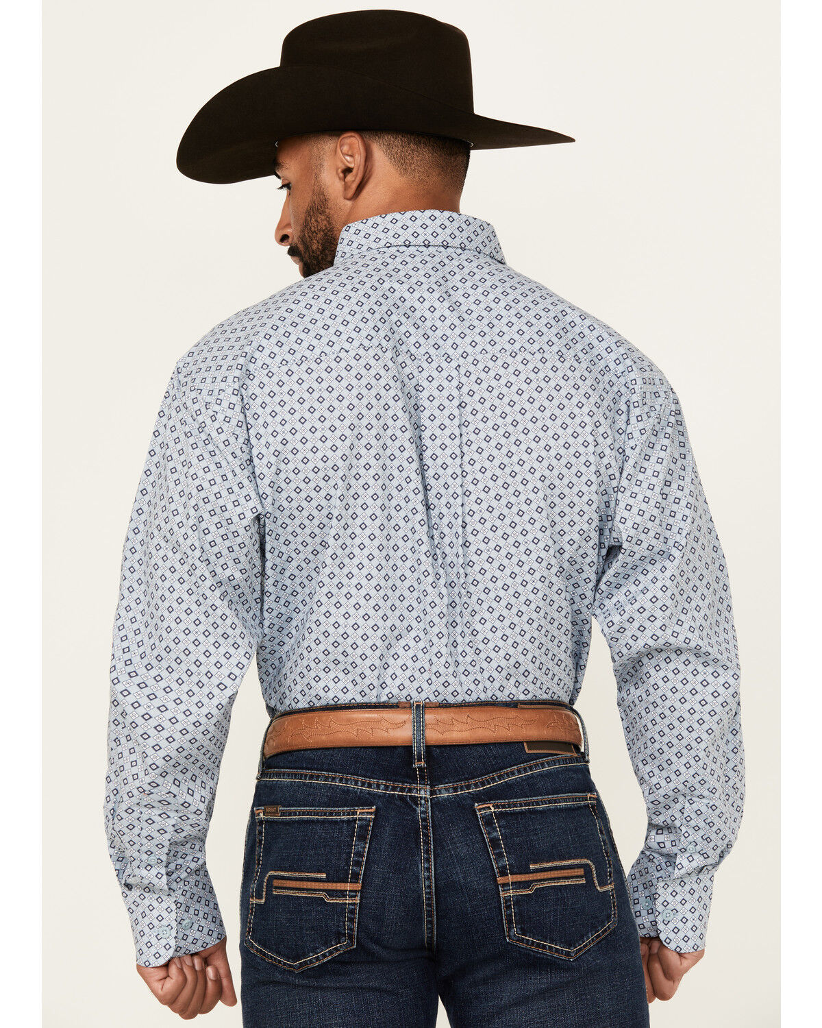 Image #4 - George Strait by Wrangler Men's Geo Print Long Sleeve Button-Down Stretch Western Shirt - Tall, Blue, hi-res