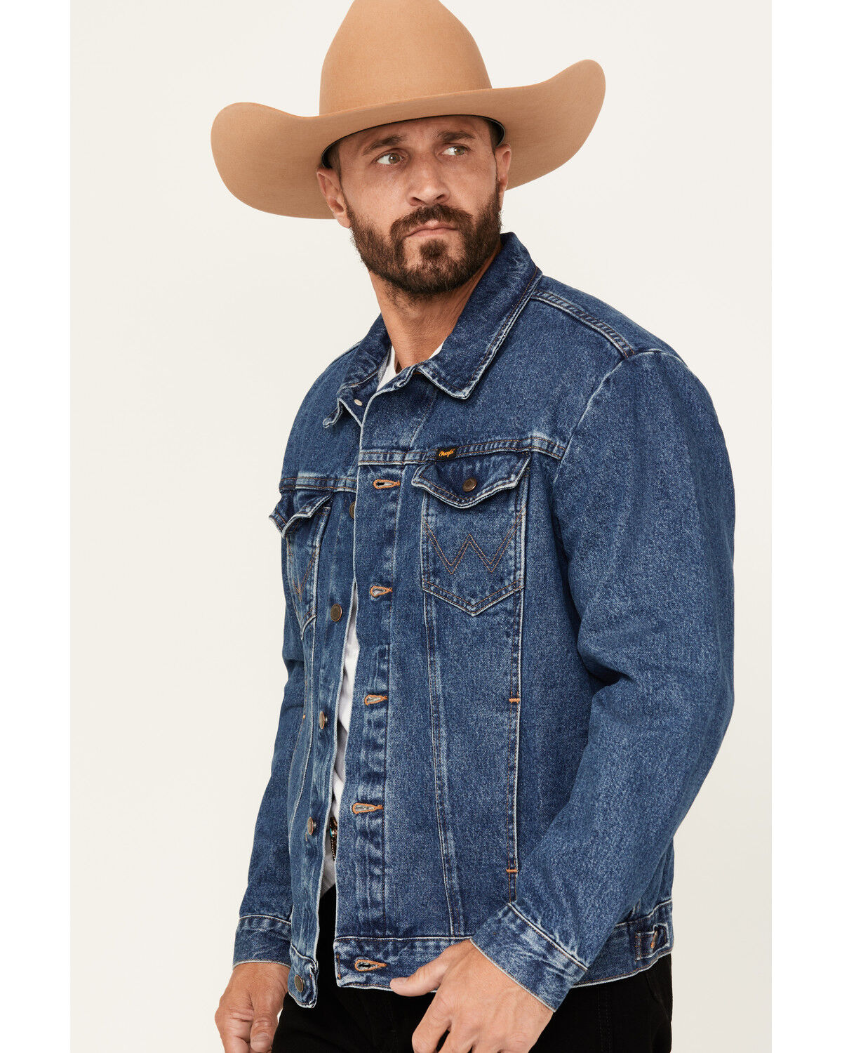 Image #3 - Wrangler Men's Unlined Medium Wash Denim Jacket, Medium Wash, hi-res