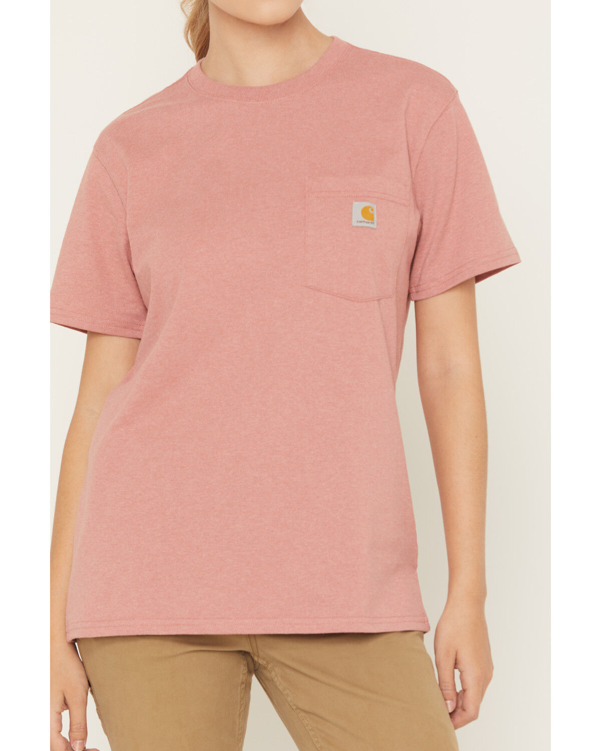 Image #3 - Carhartt Women's Loose Fit Heavyweight Short Sleeve Pocket T-Shirt, Rose, hi-res