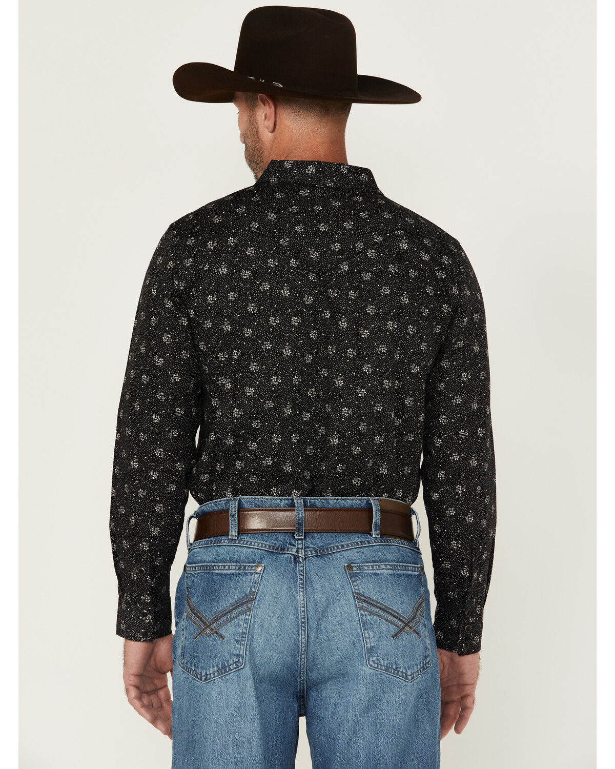 Image #4 - Cody James Men's Saddle Peak Floral Print Long Sleeve Snap Western Shirt, Black, hi-res