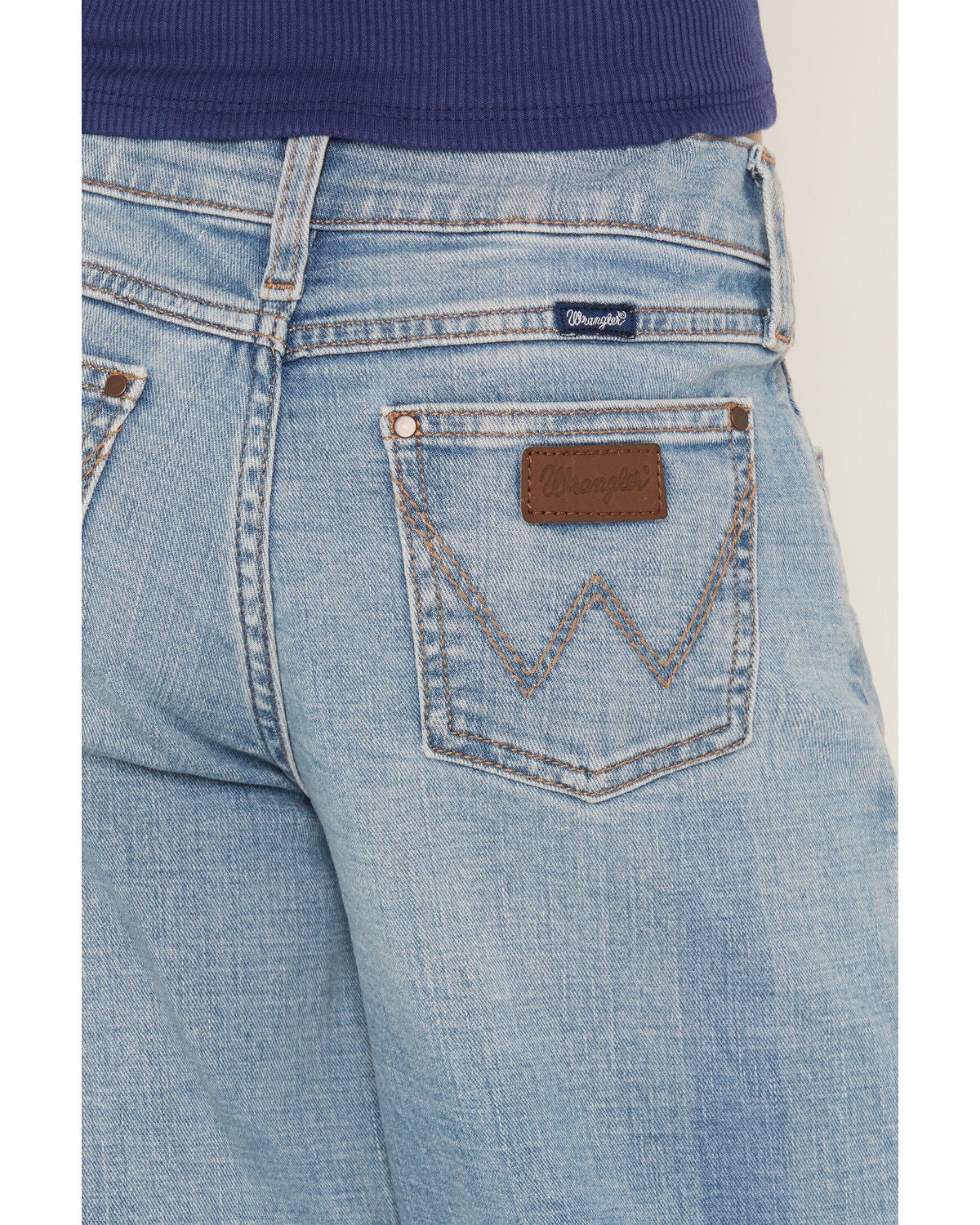 Image #4 - Wrangler Girls' Light Wash Carla Wide Leg Stretch Denim Jeans, Light Wash, hi-res