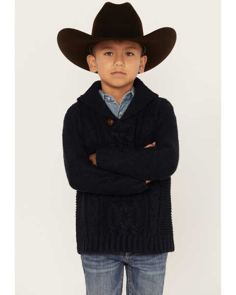 Cotton & Rye Boys' Cable Knit Sweater , Navy, hi-res