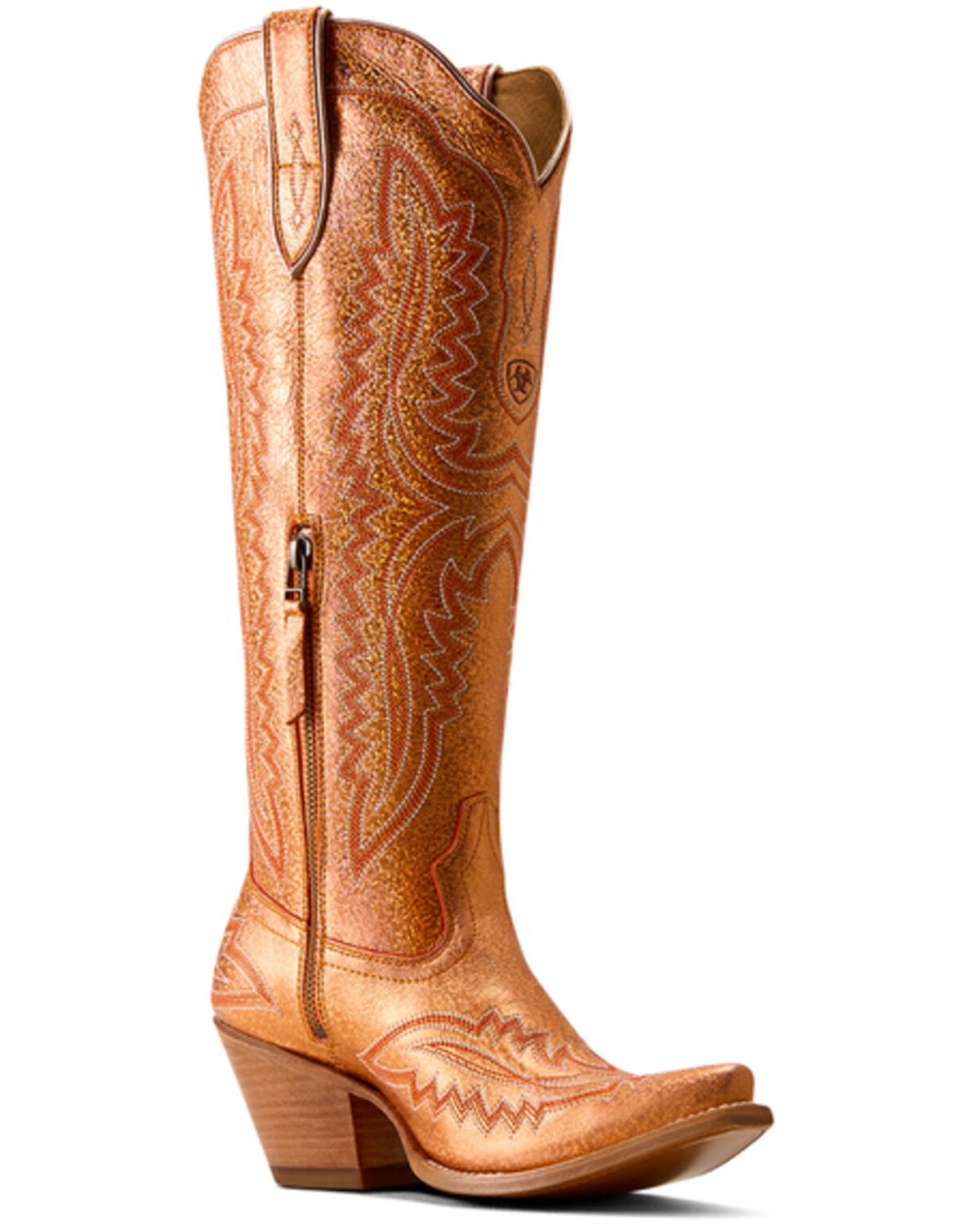 Image #1 - Ariat Women's Casanova Metallic Tall Western Boots - Snip Toe, Orange, hi-res