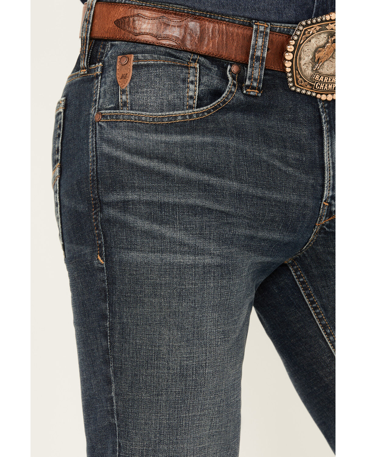 Image #2 - Moonshine Spirit Men's Decker Slim Straight Stretch Denim Jeans, Dark Wash, hi-res