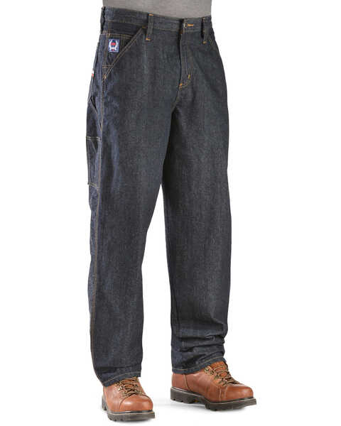 Image #3 - Cinch Men's Blue Label Carpenter WRX Flame Resistant Jeans - 38" Inseam, Dark Rinse, hi-res