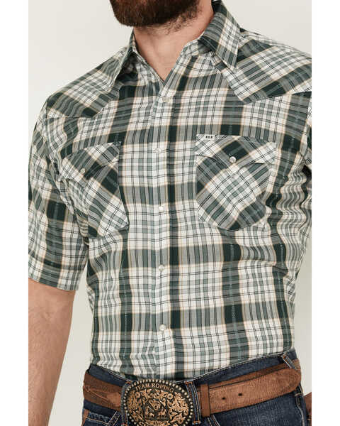 Image #3 - Ely Walker Men's Dobby Plaid Print Short Sleeve Snap Western Shirt - Tall , , hi-res