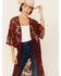 Shyanne Women's Lace Duster Kimono, Chocolate, hi-res