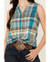 Image #3 - Shyanne Women's Plaid Print Twill Sleeveless Button-Down Western Shirt, Medium Blue, hi-res