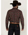 Image #4 - Cody James Men's Daybreak Geo Print Long Sleeve Snap Western Shirt, Red, hi-res