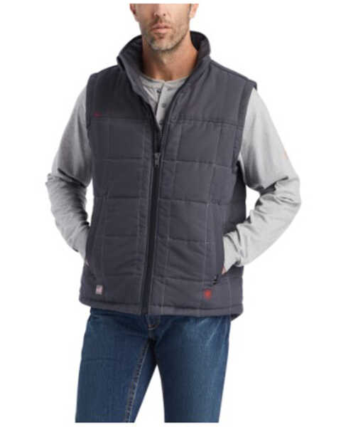 Ariat Men's FR Crius Insulated Zip-Front Work Vest , Grey, hi-res