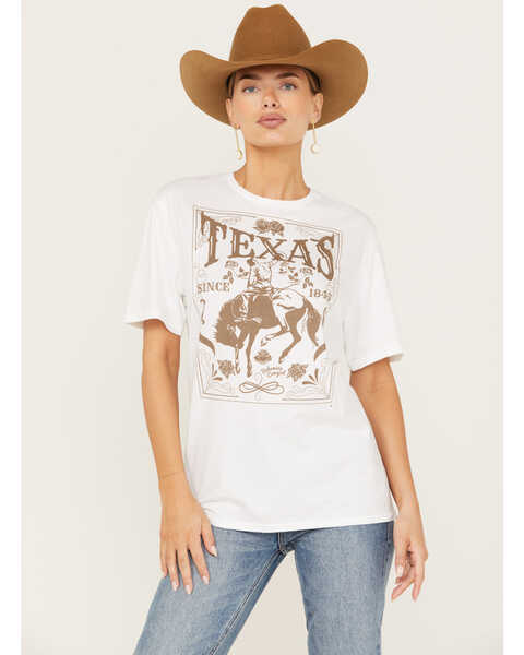 Image #1 - Bohemian Cowgirl Women's Texas Since 1845 Short Sleeve Graphic Tee, White, hi-res