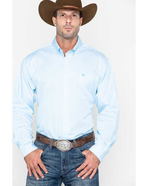 Cinch Men's Striped Print Shirt - Big & Tall, Light Blue, hi-res