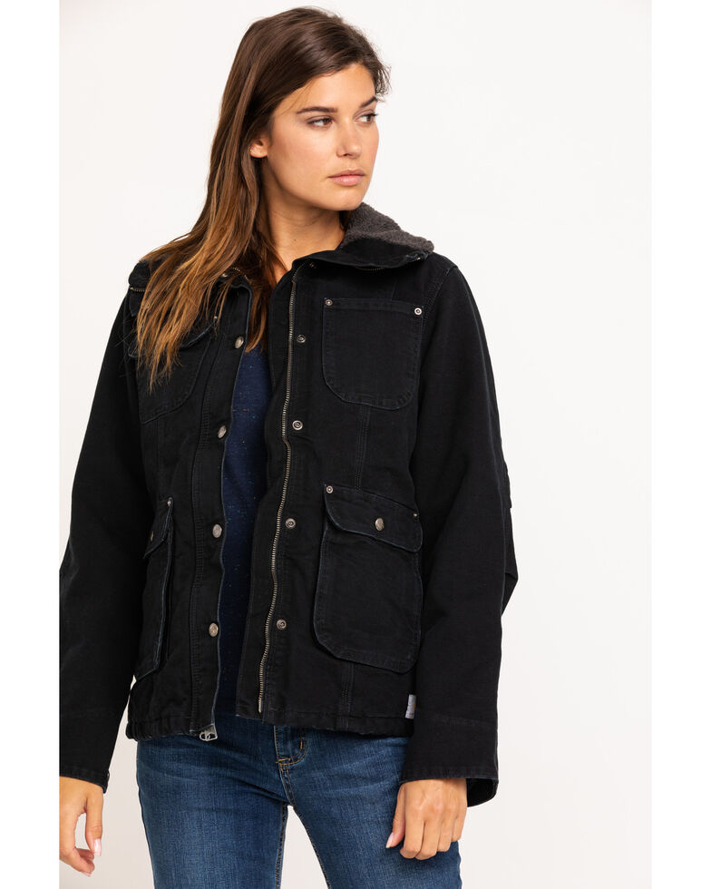 Carhartt Women's Weathered Duck Wesley Coat, Black, hi-res
