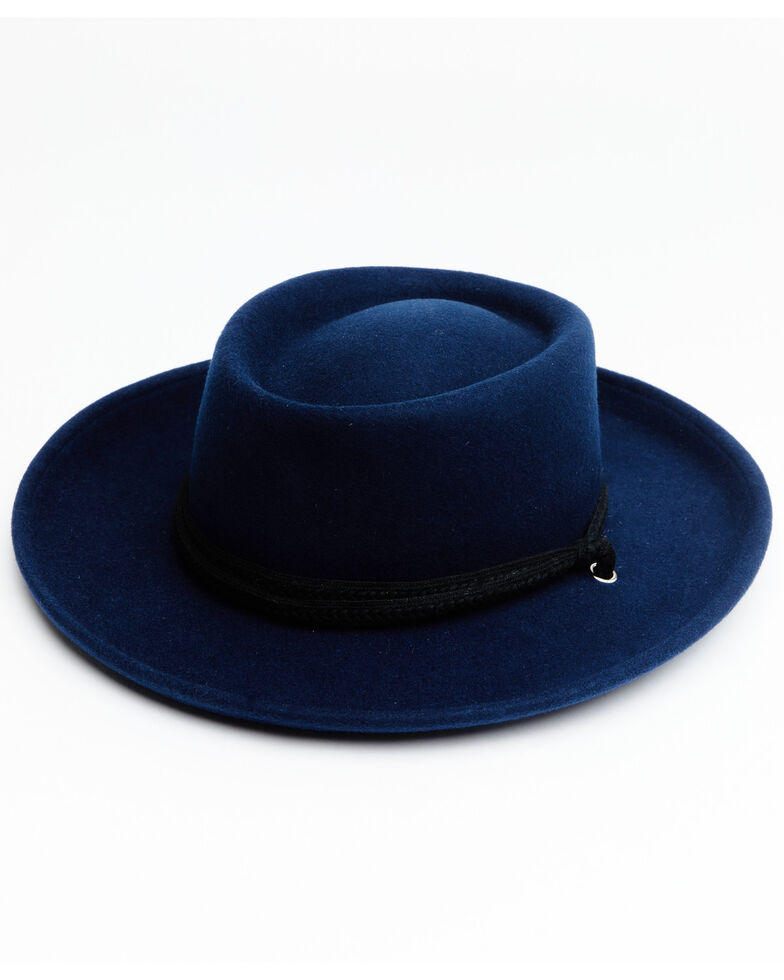Shyanne Women's Blue Zinnia Western Wool Gambler Hat , Blue, hi-res
