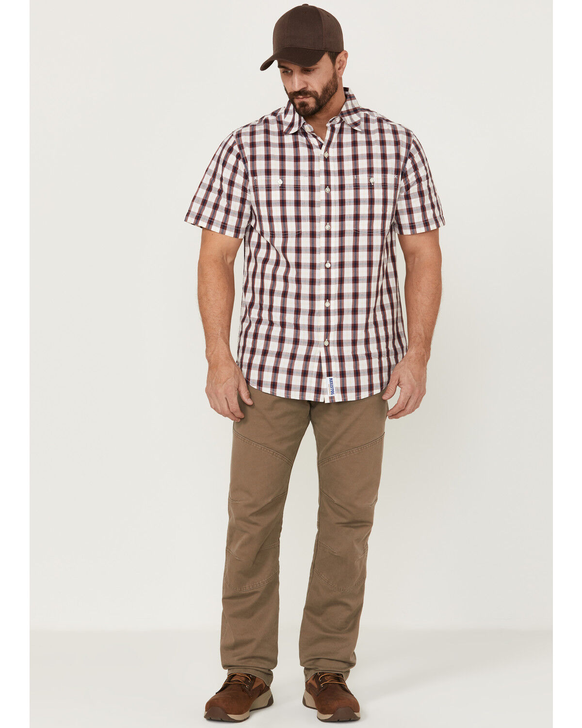 Image #2 - Resistol Men's Bradenton Windowpaine Plaid Short Sleeve Button Down Western Shirt, , hi-res