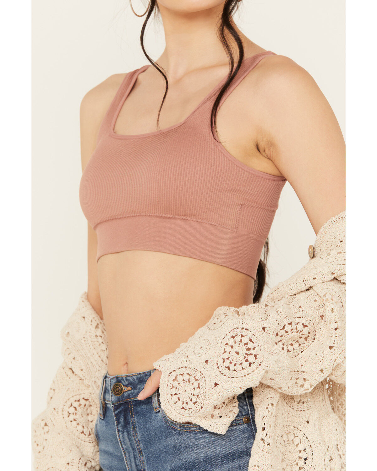 Image #3 - Wishlist Women's Ribbed Brami Top, Rose, hi-res