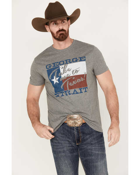 George Strait by Wrangler Men's Take Me To Texas Short Sleeve Graphic T-Shirt, Heather Grey, hi-res