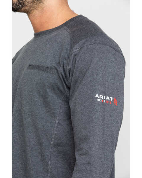 Image #3 - Ariat Men's FR Air Crew Long Sleeve Work Shirt , Charcoal, hi-res