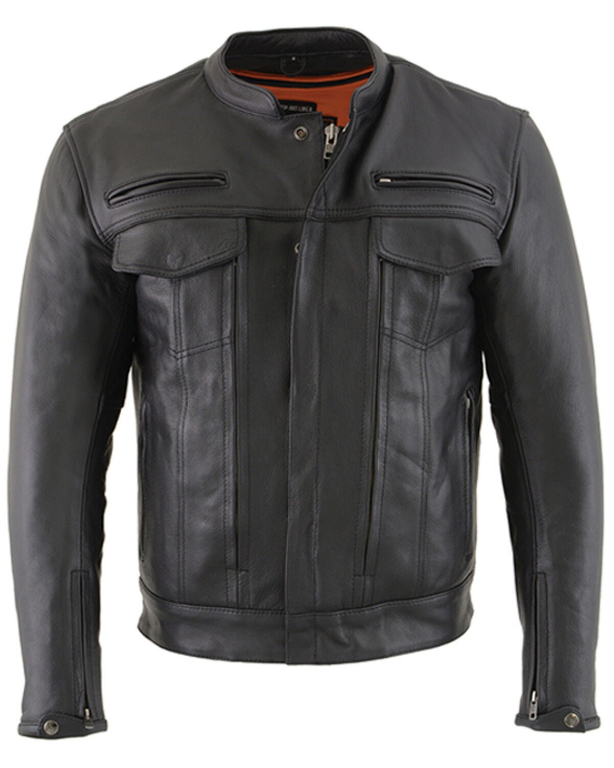 Milwaukee Leather Men's Vented Scooter Zip-Front CoolTec Leather Jacket, Black, hi-res