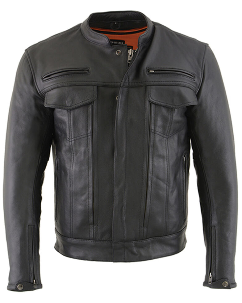 Milwaukee Leather Men's Vented Scooter Zip-Front CoolTec Leather Jacket , Black, hi-res