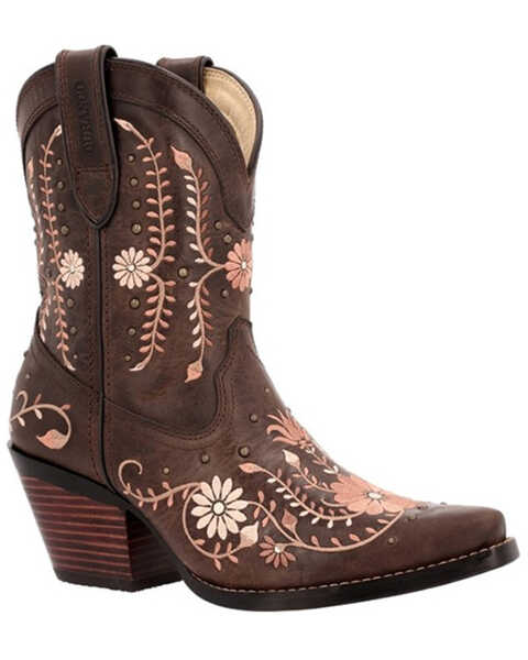 Image #1 - Durango Women's Crush Rose Wildflower Western Boots - Snip Toe , Rose, hi-res