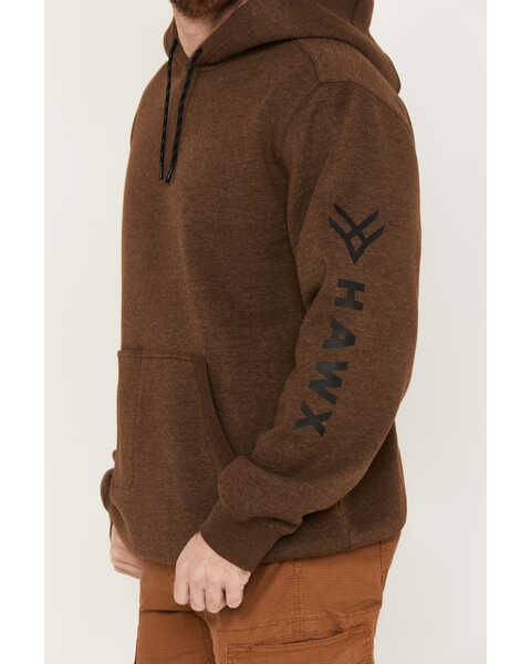 Image #3 - Hawx Men's Primo Logo Graphic Fleece Hooded Work Sweatshirt, Brown, hi-res