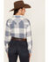 Image #4 - Wrangler Women's Boot Barn Exclusive Buffalo Check Print Long Sleeve Western Flannel Snap Shirt, Blue/white, hi-res