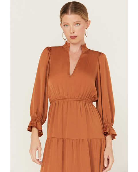 Image #2 - Revel Women's Tiered Midi Dress, Rust Copper, hi-res