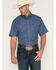 Image #1 - Wrangler Men's ATG Geo Print Short Sleeve Snap Performance Western Shirt, Blue, hi-res