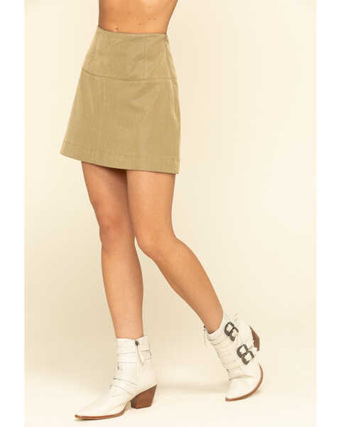 Image #3 - Free People Women's Days in The Sun Suede Skirt, Olive, hi-res