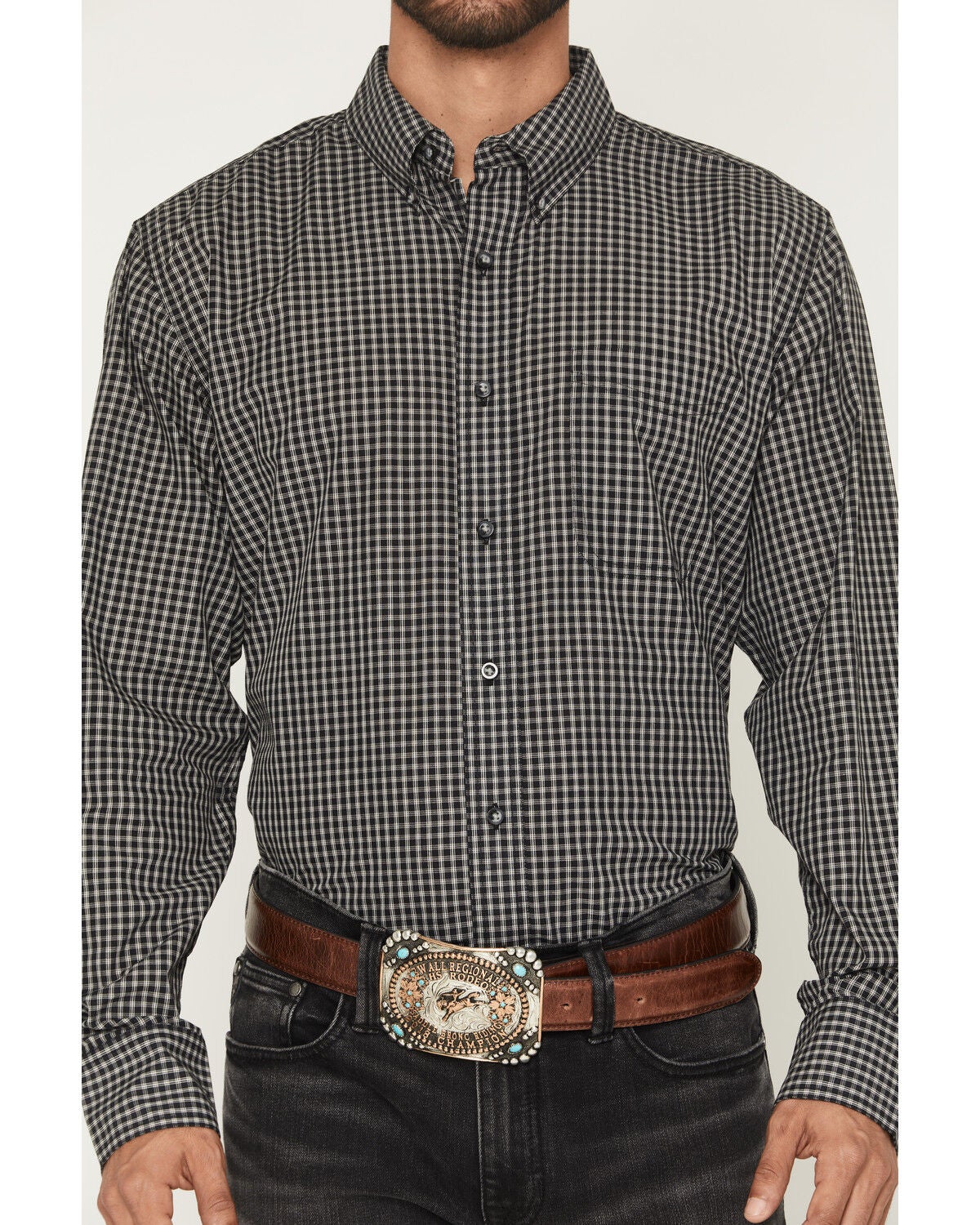 Image #6 - Wrangler Riata Men's Plaid Print Long Sleeve Button-Down Western Shirt, Multi, hi-res