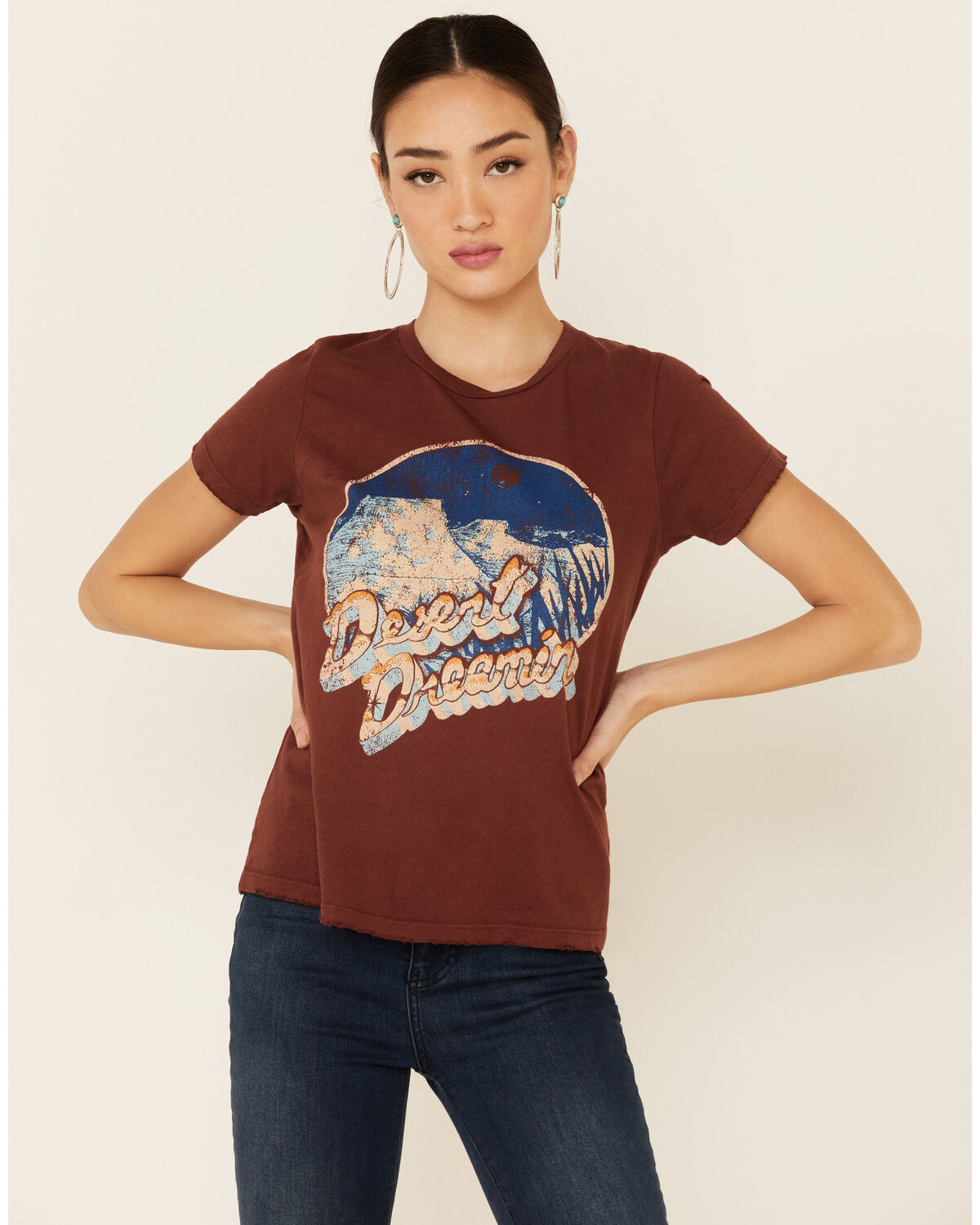 Image #1 - Bandit Brand Women's Rust Desert Dreamin Graphic Short Sleeve Tee, Rust Copper, hi-res