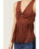 Image #3 - Idyllwind Women's Pennington Faux Suede Twisted Fringe Top, Mahogany, hi-res