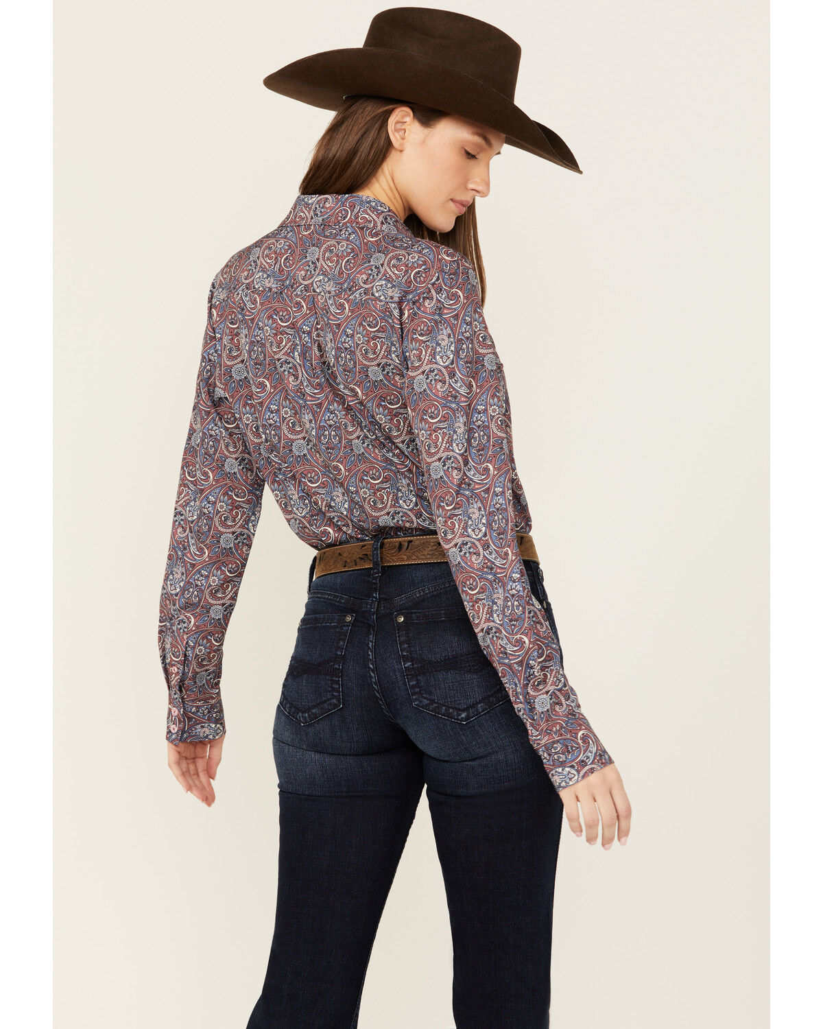 Image #4 - Cinch Women's ARENAFLEX® Paisley Print Long Sleeve Button-Down Western Shirt, Burgundy, hi-res