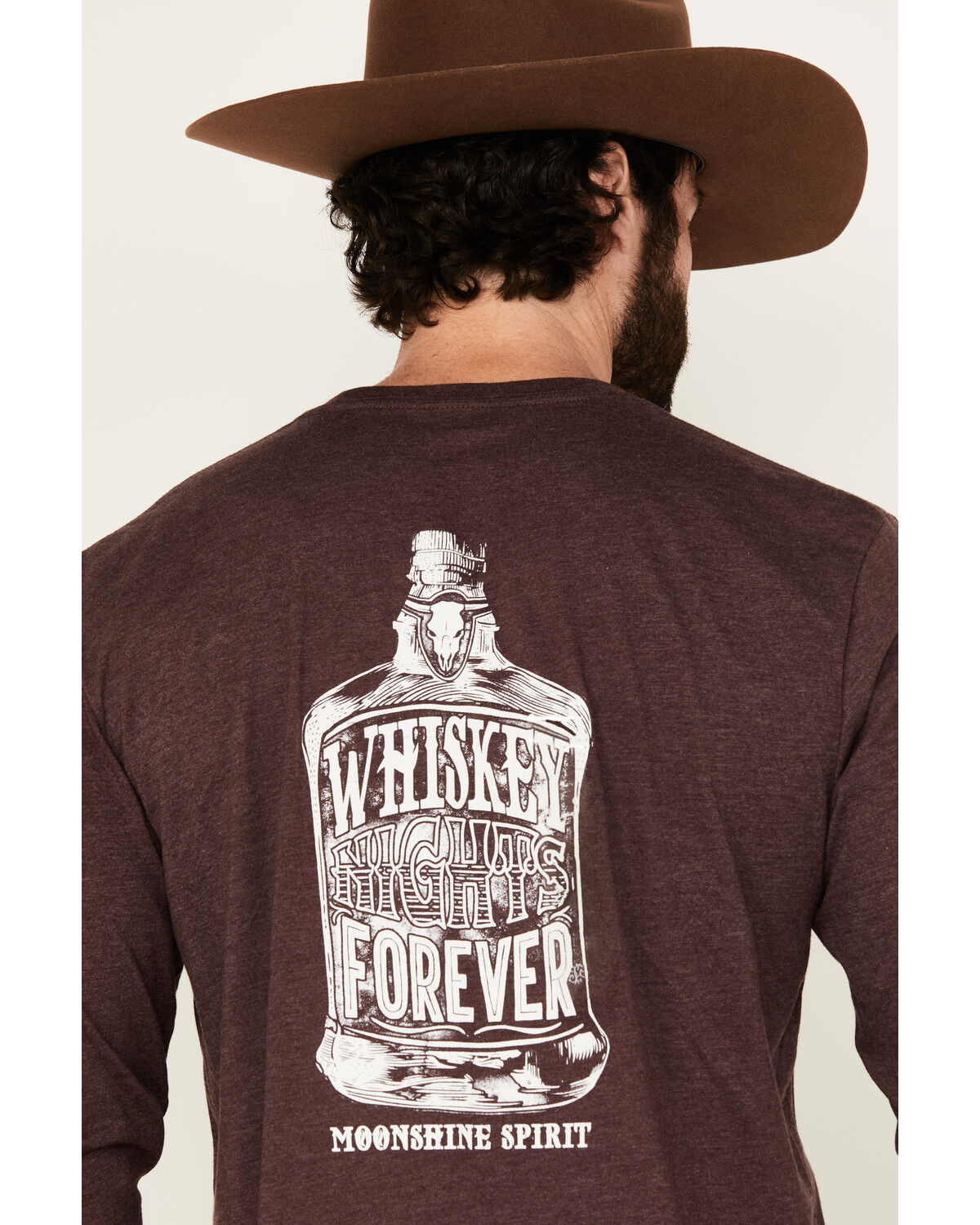 Image #4 - Moonshine Spirit Men's Whiskey Nights Long Sleeve Graphic T-Shirt, Burgundy, hi-res