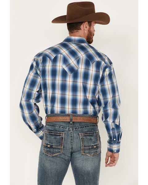 Image #4 - Stetson Men's Fancy Large Plaid Print Long Sleeve Pearl Snap Western Shirt, Blue, hi-res