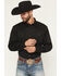 Image #1 - Scully Men's Floral Embroidered Retro Long Sleeve Snap Western Shirt, Jet Black, hi-res