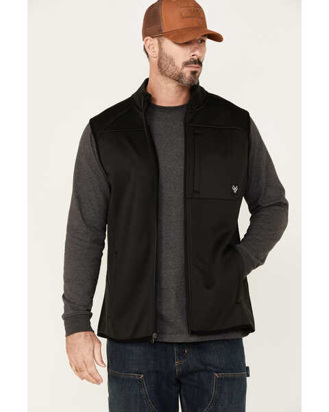 Image #1 - Hawx Men's Merrick Grid Back Zip-Front Fleece Work Vest, Black, hi-res