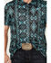 Image #3 - Rock & Roll Denim Men's Boot Barn Exclusive Southwestern Print Short Sleeve Polo Shirt , Turquoise, hi-res