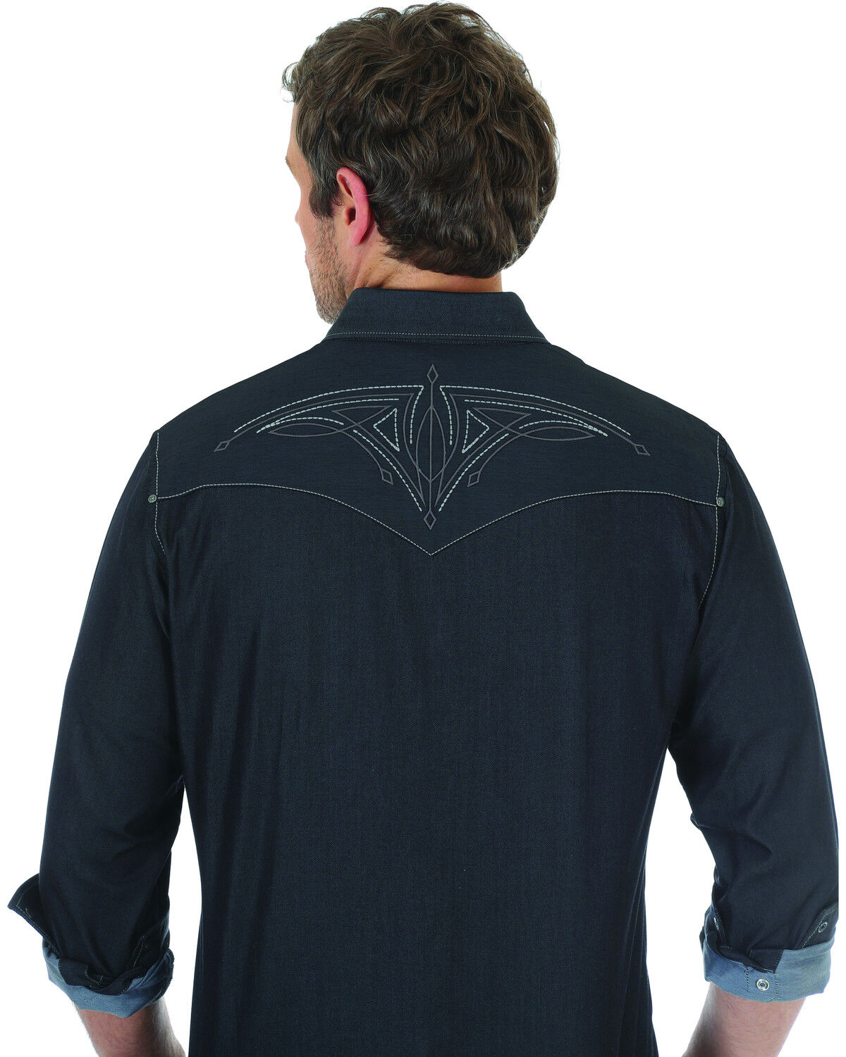 Image #2 - Rock 47 by Wrangler Men's Embroidered Long Sleeve Snap Shirt, , hi-res