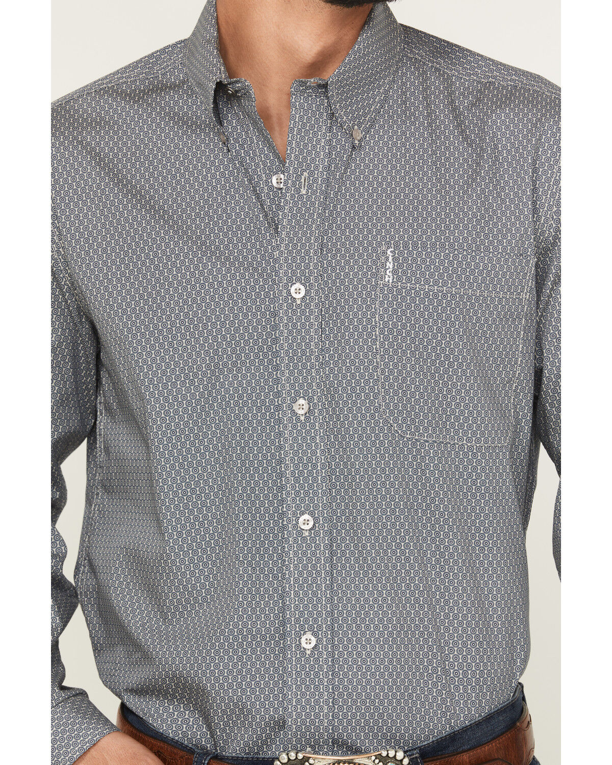 Image #3 - Cinch Men's Geo Print Long Sleeve Button-Down Western Shirt, Grey, hi-res