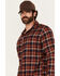 Image #2 - Brothers and Sons Men's Lane Plaid Print Long Sleeve Button-Down Western Shirt, Wine, hi-res