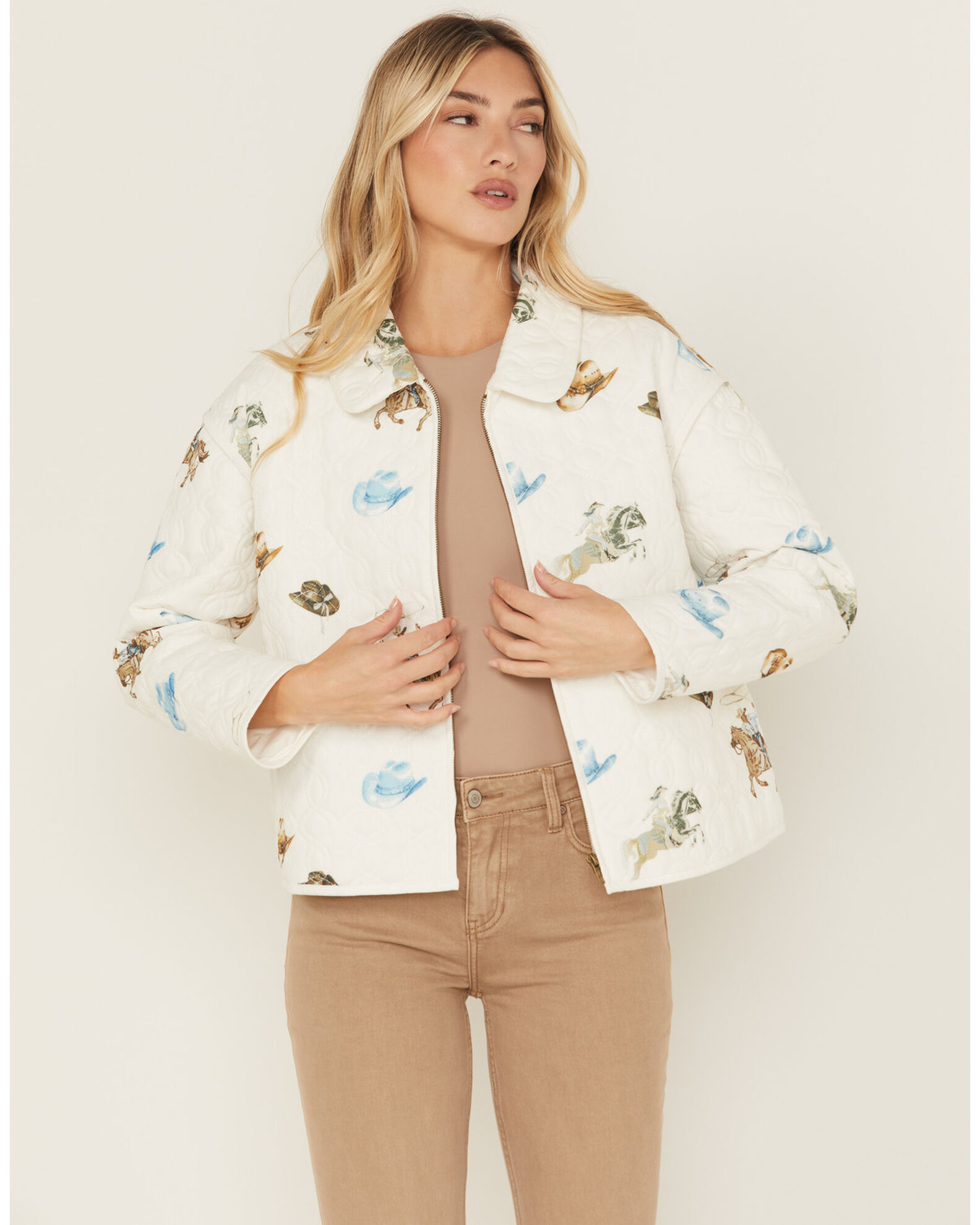 Blue B Women's Quilted Conversational Print Jacket