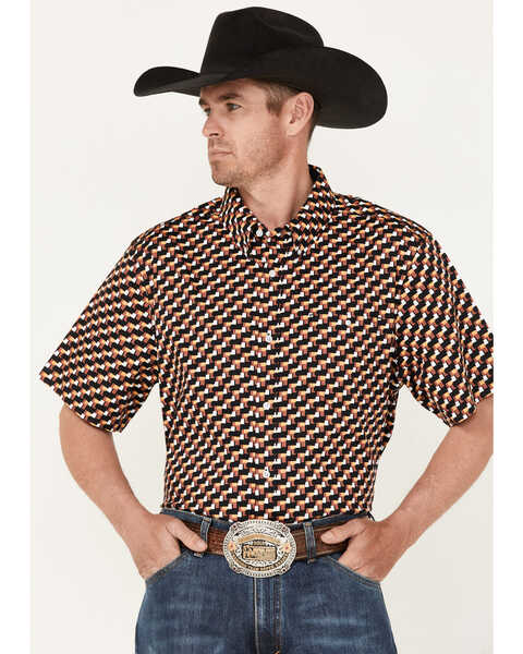 Image #1 - RANK 45® Men's Mudslinger Geo Print Button-Down Stretch Western Shirt , Multi, hi-res