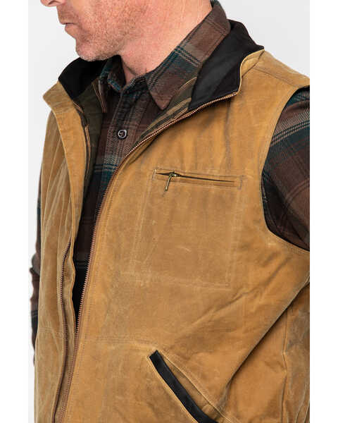 Outback Trading Co. Men's Sawbuck Flannel Lined Oilskin Zip-Front Vest, Tan, hi-res