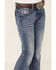 Image #2 - Miss Me Girls' Medium Wash Steer Head Pocket Bootcut Stretch Denim Jeans , Blue, hi-res