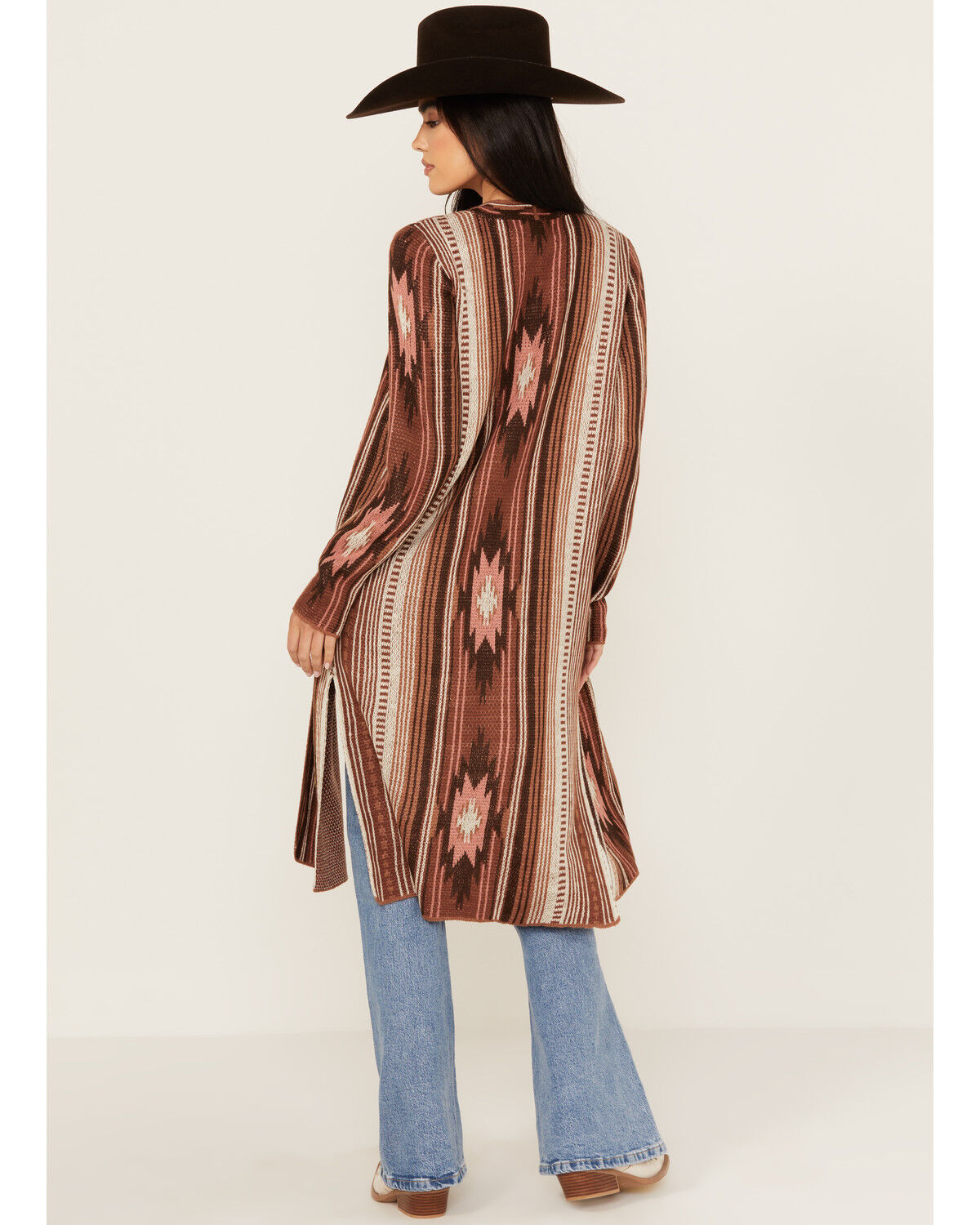 Image #4 - Rock & Roll Denim Women's Southwestern Print Long Sleeve Duster, Brown, hi-res